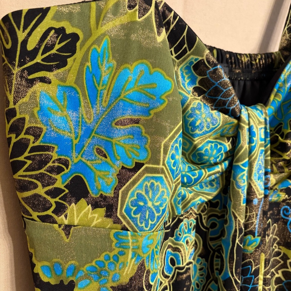 R & M Richards 14 Vintage Blue/Green Floral Baby Doll Fit/Flare Y2K Party Dress - Picture 2 of 8